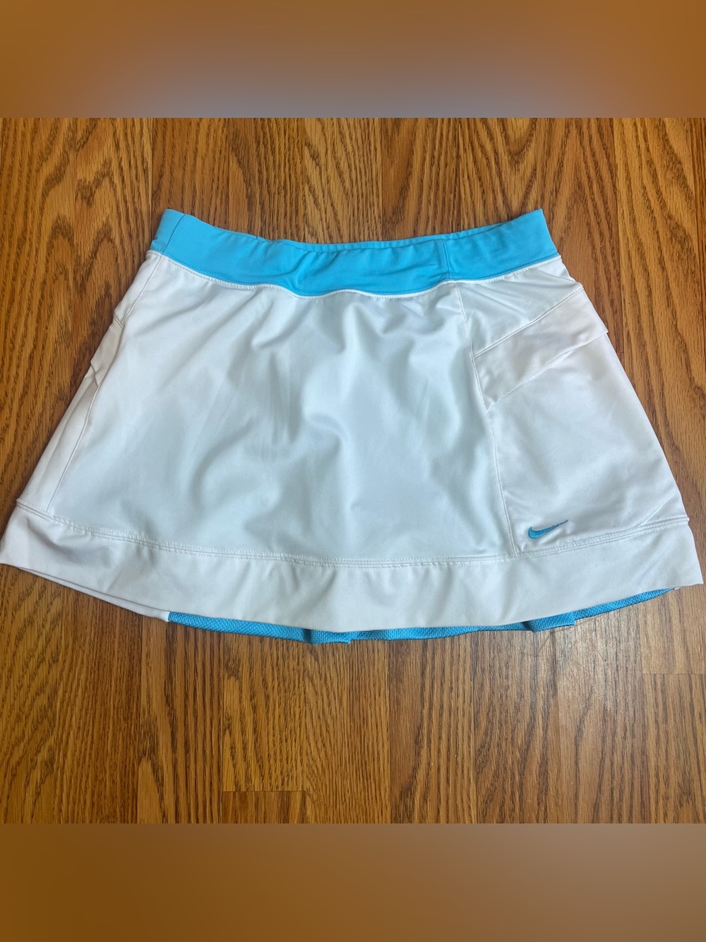 Nike Tennis Skirt Skort Large Blue White Athletic Golf Running Mini Tenniscore
